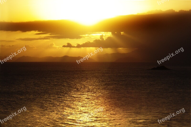 Mar Sunset Rays Of Rol Clouds Free Photos