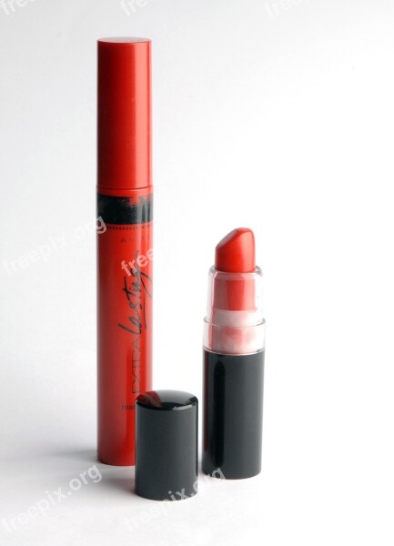 Lipstick Mascara Red Black Modern Still Life