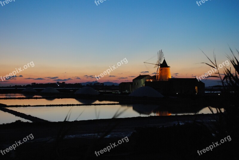 Sicily Mill Salt Reflection Free Photos