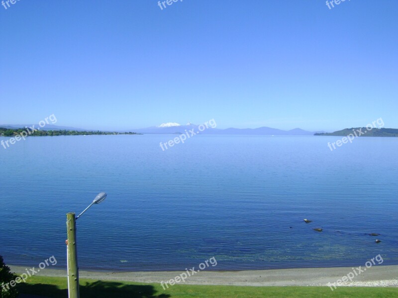 Blue Lake Sky Nature New Zealand Lake