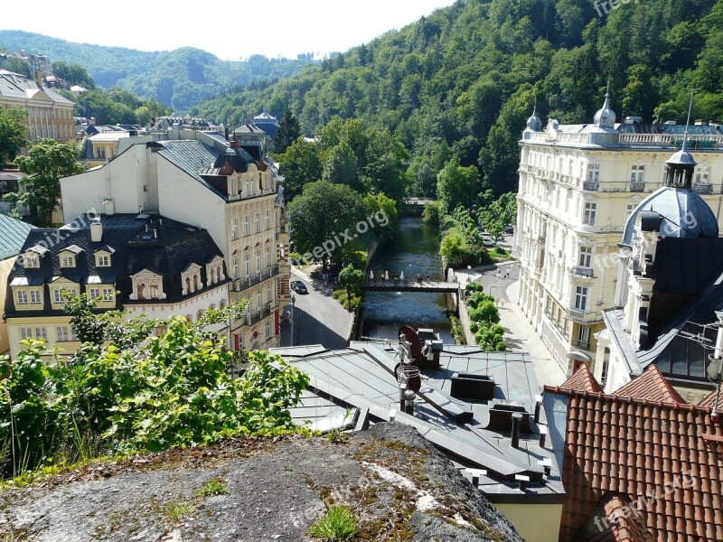 Karlovy Vary Valley Sunshine Landscape Mountains