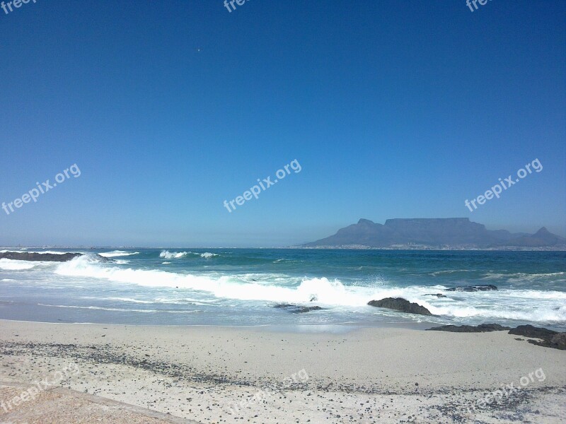 Blue Sky Beach Cape Town Table Mountain Free Photos