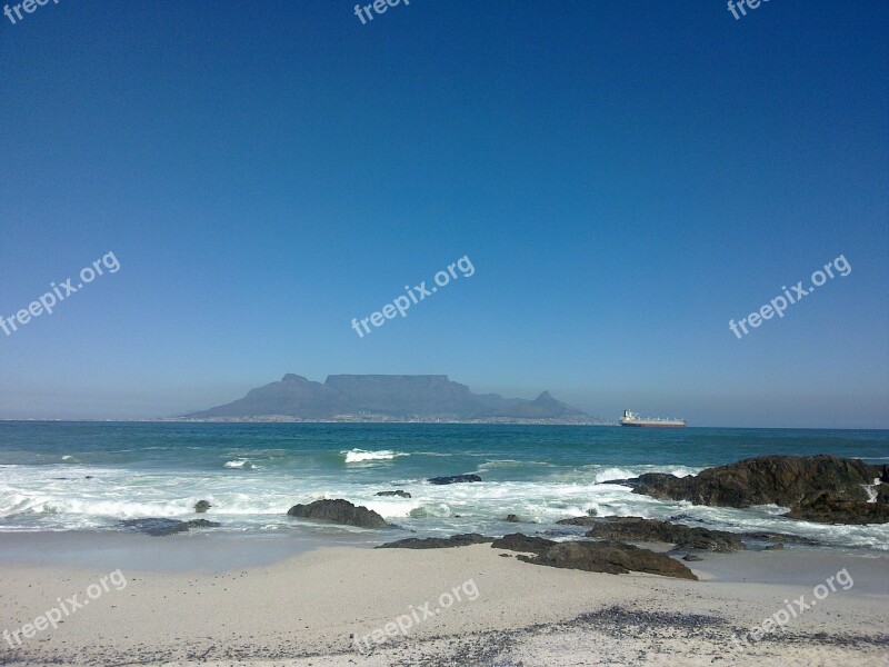 Blue Sky Table Mountain Beach Cape Town Free Photos