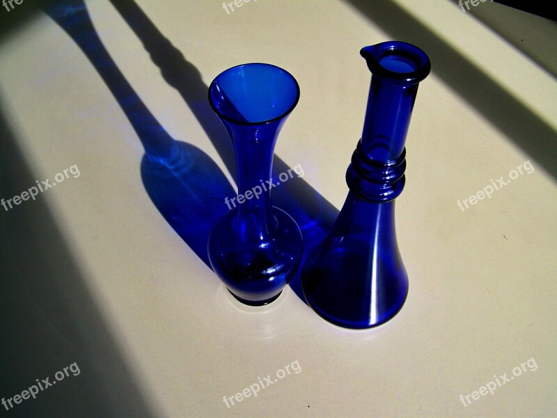 Blue Glass Objects Light Shadow Ornaments Free Photos