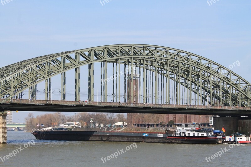 Hohenzollern Bridge Cologne Inland Waterway Transport Rhine Landmark