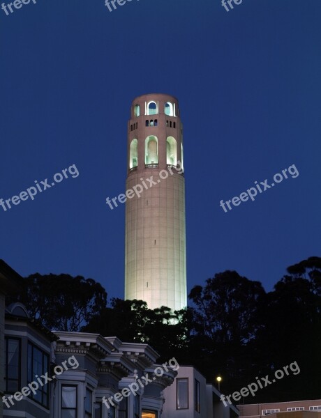 Tower San Francisco Coit Historic Dusk