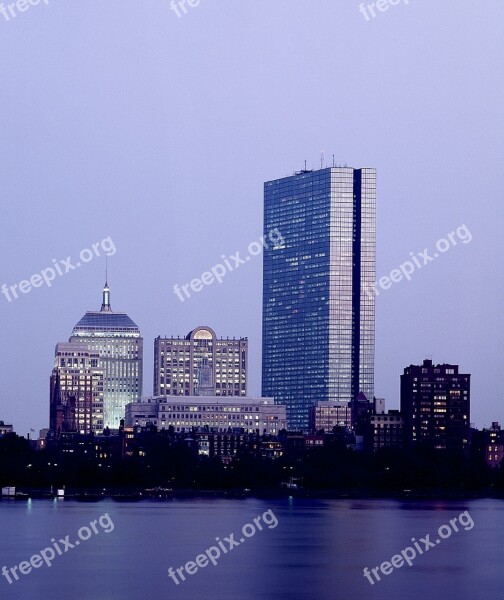 Boston Massachusetts Skyline Urban Lights