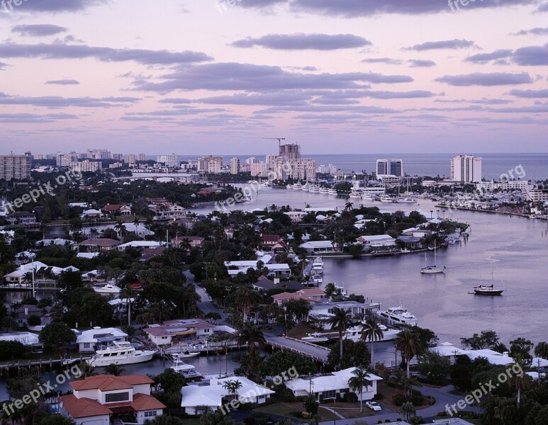 Florida Fort Lauderdale Beach Water Dusk