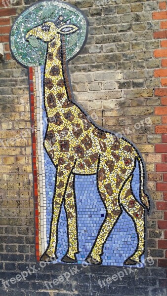 Giraffe Mosaic Mural Wall Free Photos