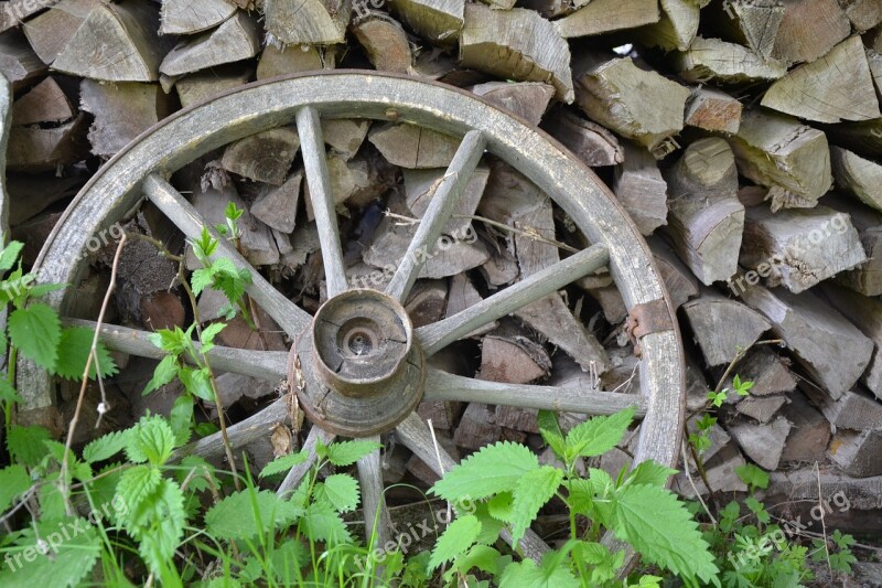 Wagon Wheel Wheel Antique Wood Holzstapel