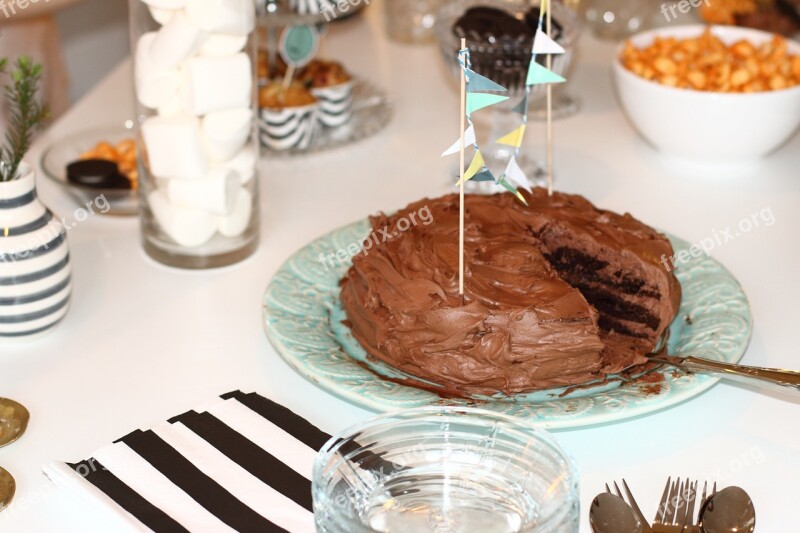 Chocolate Cake Marshmallows Glass Cutlery