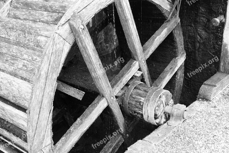 Mill Mill Wheel Old Worn Black And White