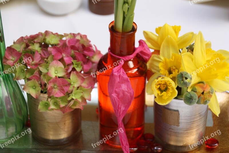 Table Decorations Flowers Colors Bottle Potty