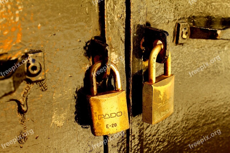 Padlock Padlocks Closed Sealed Iron Door