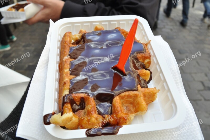 Waffle Chocolate Sweet Pastry Food