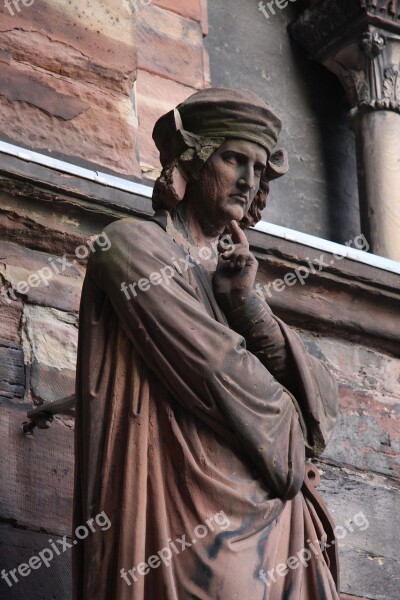 Erwin Von Steinbach Cathedral Strasbourg Statue Sandstone