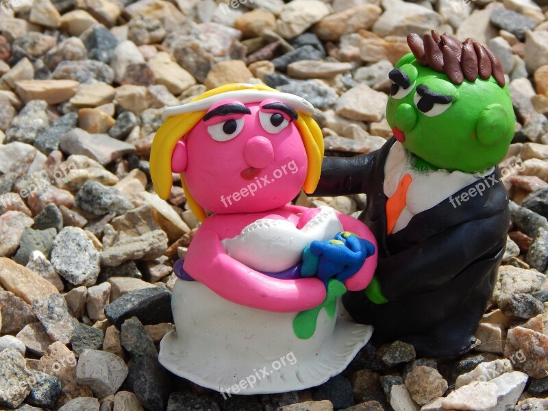 Wedding Bride Groom Plasticine Figurines