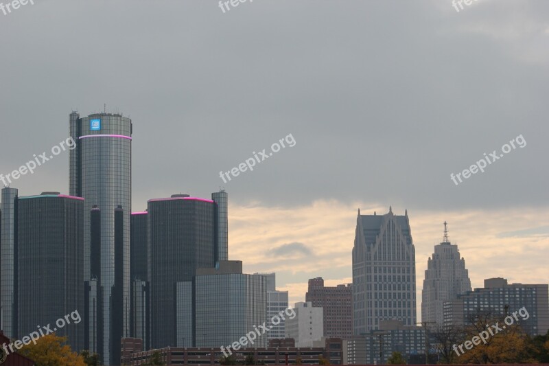 Downtown Detroit City Skyline Building