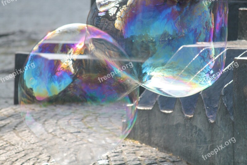 Soap Bubbles Colorful Shimmer Huge Wabbelig