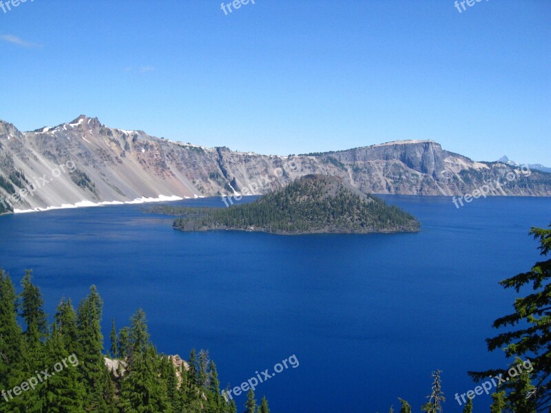 Crater Lake Oregon Island Lake Crater