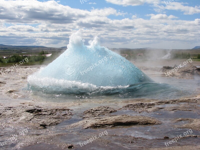 Geiser Iceland Explosion Free Photos