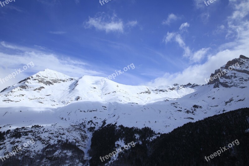 Mountain Snow Pyrenean Hiking Landscape