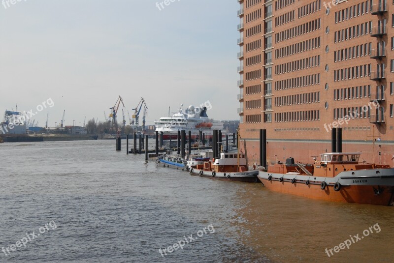 Hamburg Port Elbe Northern Germany Ships