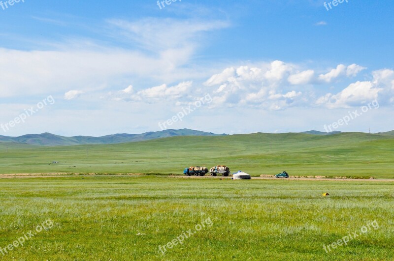 Countryside Steppes Mongolia Nature Rural