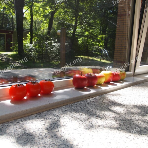 Tomatoes Apples Window Sill Window Summer