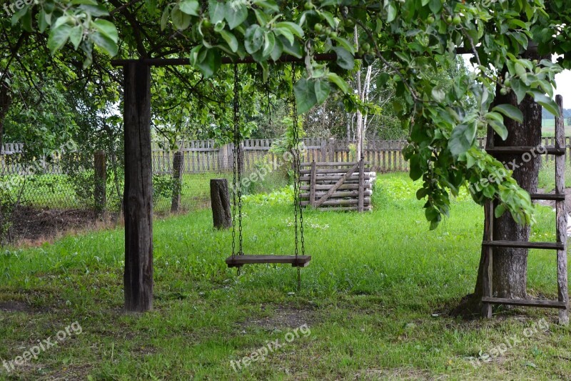 Green Swing Wooden Summer Countryside