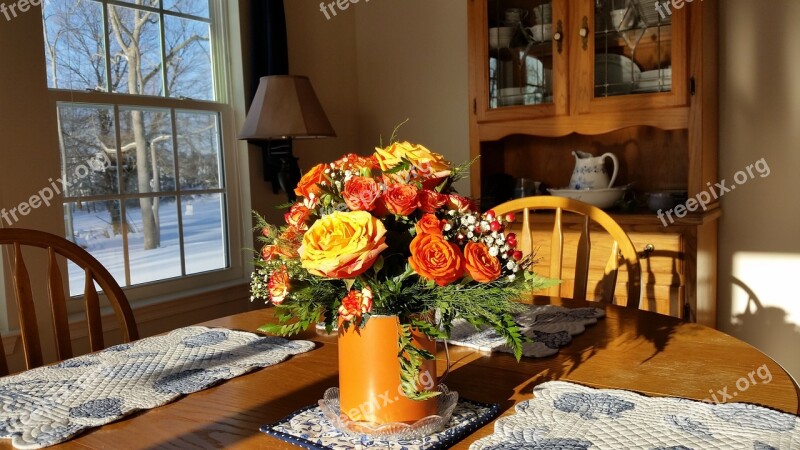 Centerpiece Bouquet Arrangement Roses Country