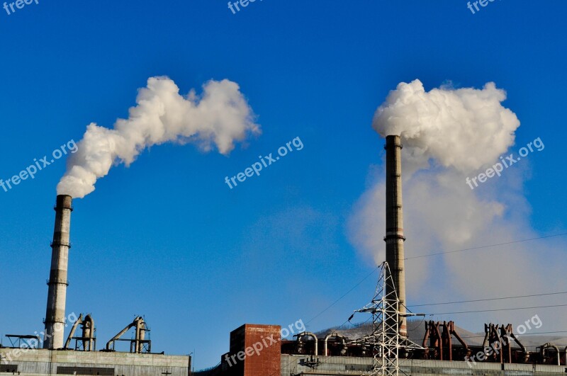 Smoke Pipe Power Plant Coal Electric