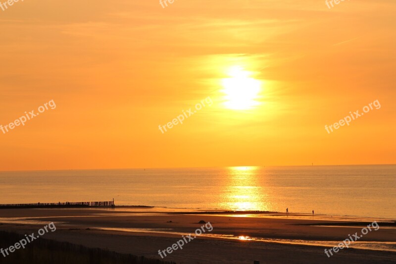 Sea Sunset Beach Nature Abendstimmung