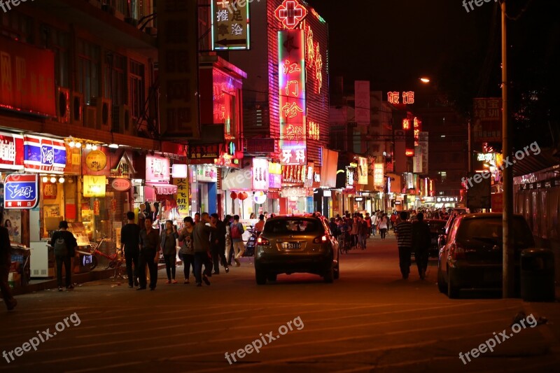 Neon Light Street Billboard City