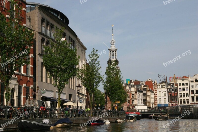 Amsterdam Water Channel Netherlands Street Scene