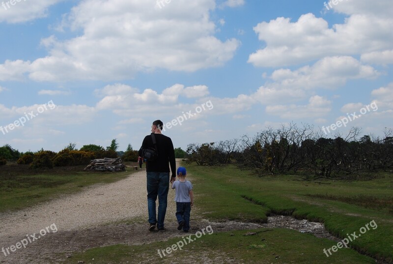 People Walking Man And Boy Road Sky