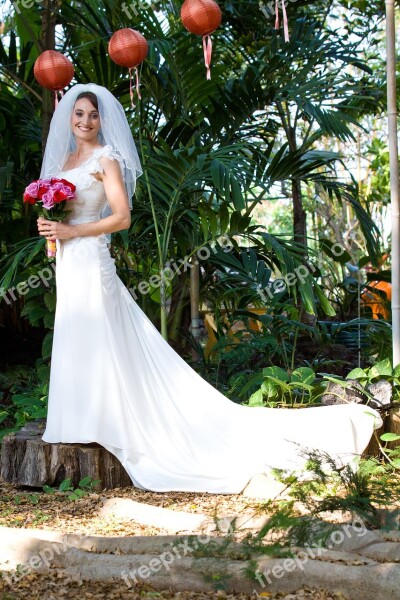 Bride Dress Lanterns Marriage Wedding