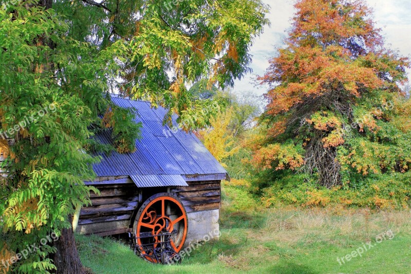 Landscape Blue Shed Scenery Wood View