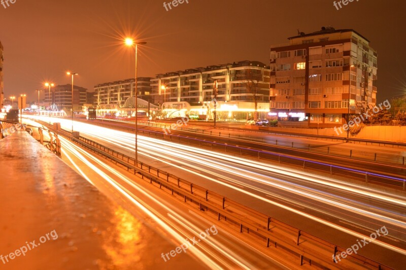 Road Lights Long Exposure E5 Free Photos