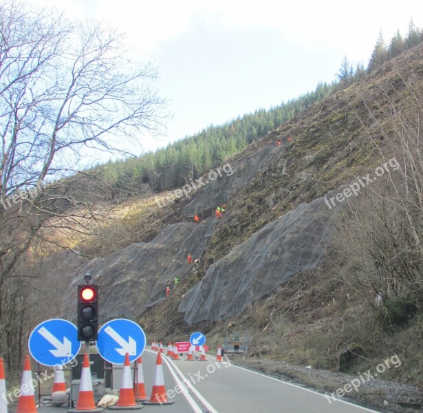 Hillside Roadworks Rope Clearing Developing