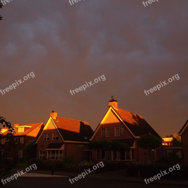 Sun Houses Rain Shower Imminent Street