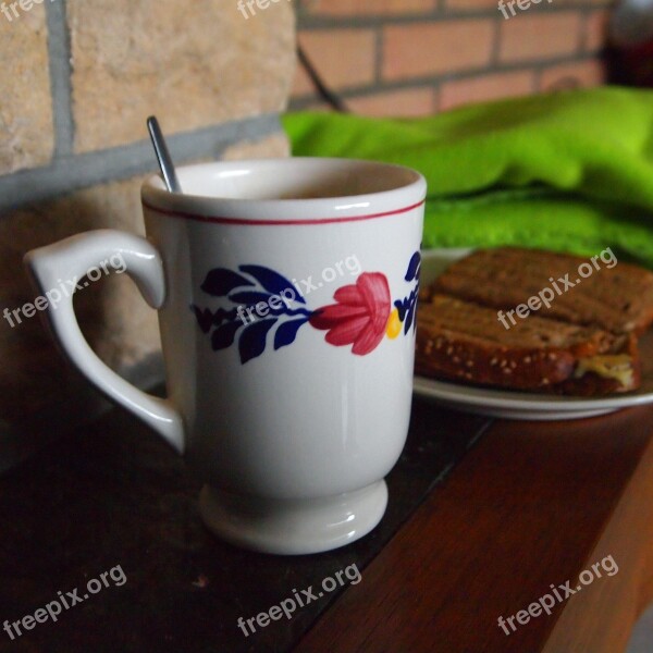 Cup Coffee Toasted Bread Blanket Pottery