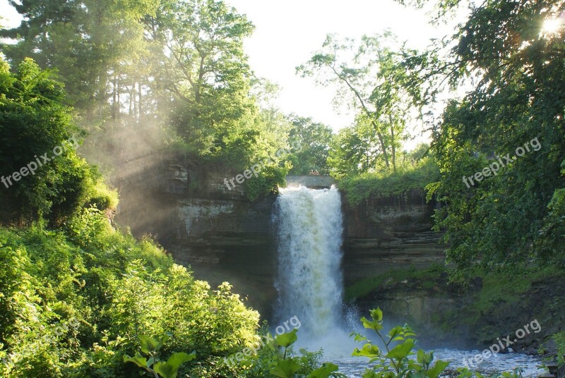 Waterfall Trees Cascading Cascade Foliage