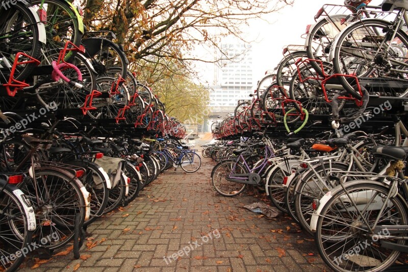 Bike Rallying Point Netherlands Two Wheeled Vehicle Wheel