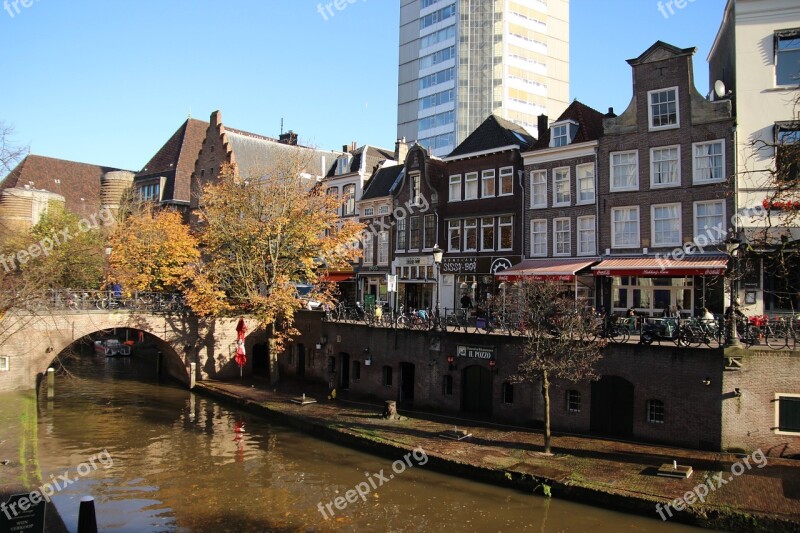 Netherlands Channel Autumn Amsterdam Water