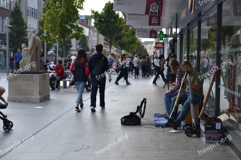 Exeter High Street People Devon Uk