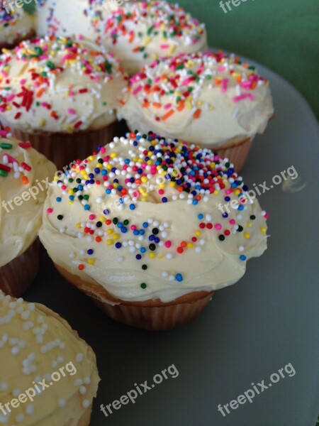 Cupcakes Baking Sprinkles Rainbow Cooking