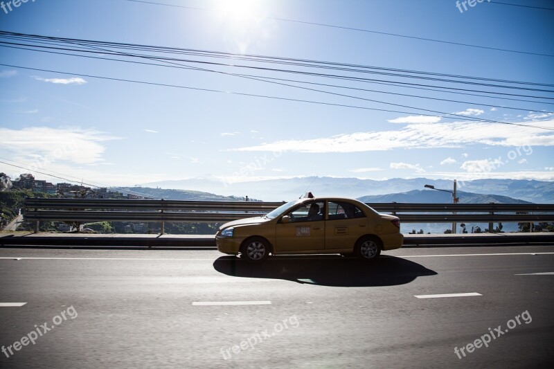 Taxi Sky Sun Travel Blue Transport