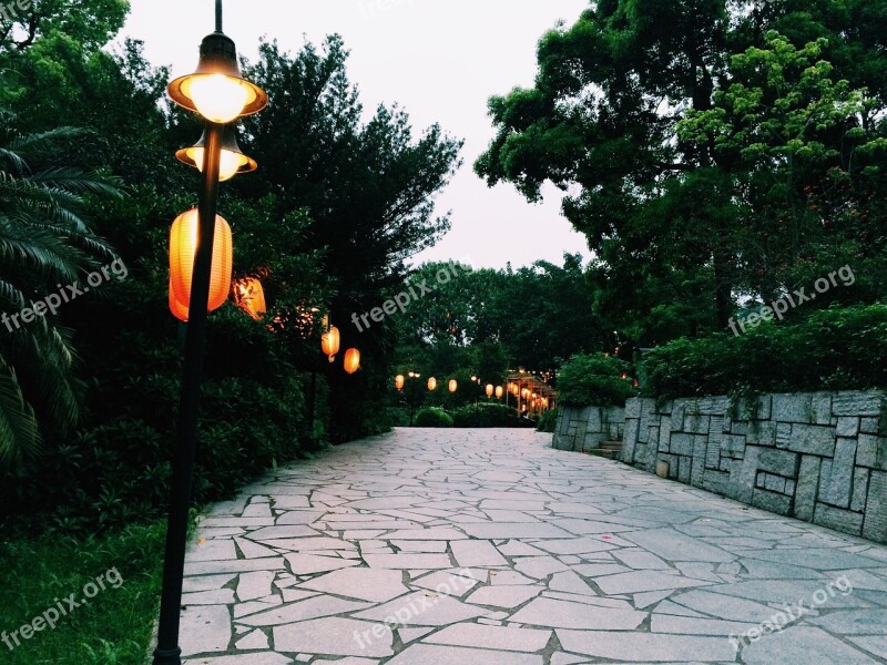 Street Lamp Street View At Dusk Free Photos