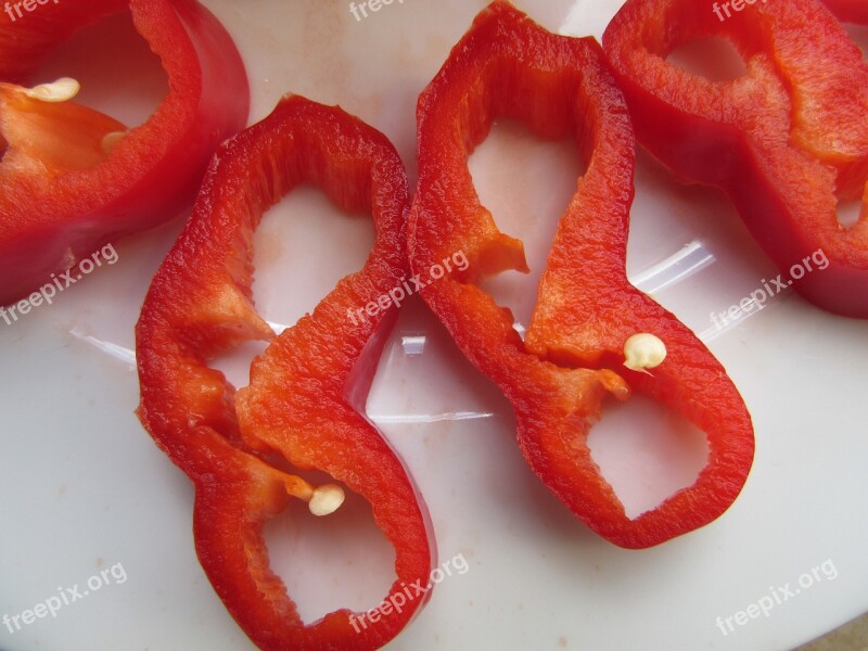 Red Pepper Discs Cut Vegetables Raw Food